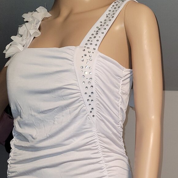 Sexy Women White Small Club Stretch Party Cocktail Dress N6102 - Picture 3 of 6